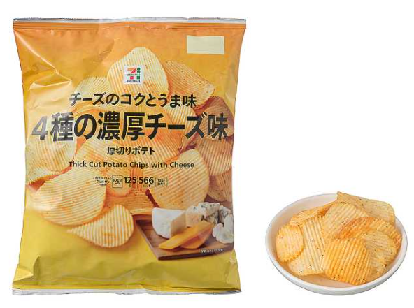 두꺼운 감자칩 4종의 진한 치즈맛